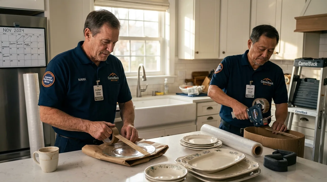 Professional crew packing kitchen dishware in Kettle Falls, WA